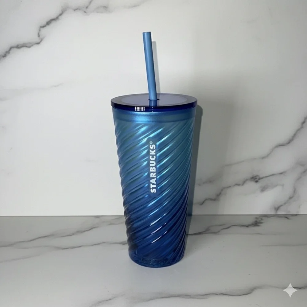 Starbucks | Dining | Nwt Starbucks 223 Summer Blue Opalescent Twist Glass  8oz Ombr Cold Cup | Poshmark